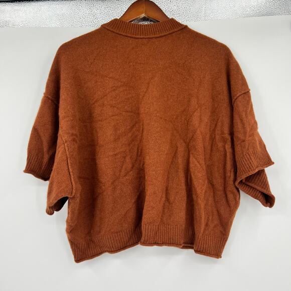 Anthropologie The Goldie Crew-Neck Cashmere Sweater Copper brown plus size 2X - Picture 5 of 9